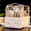 Makeup Organizer With Dustproof Lid White_Clear