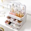 Makeup Organizer With Dustproof Lid White_Clear-2